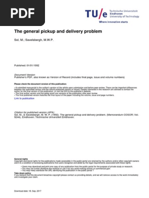 General Pickup and Delivery Problem