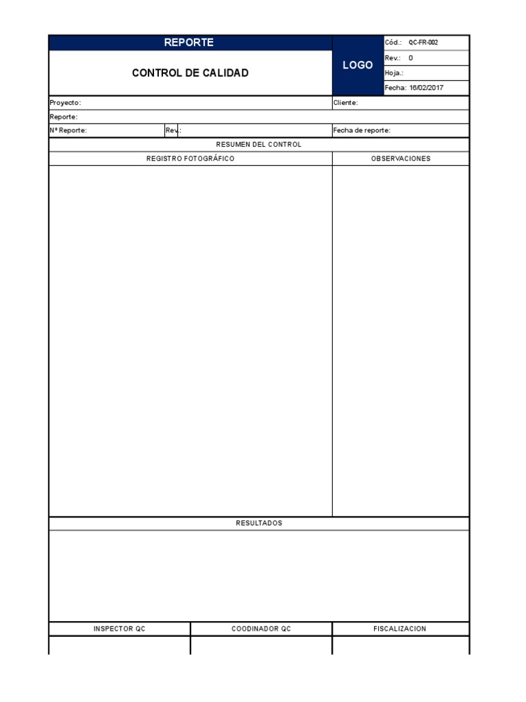 (Reporte de Control de Calidad)