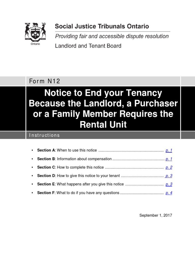 Ontario N12 Form Instructions | PDF | Leasehold Estate | Landlord