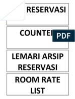 Rak Reservasi Counter Lemari Arsip Reservasi Room Rate List