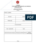 HOJA DE INSCRIPCIÓN DE PARTICIPANTES DE LA I JORNADA DESAFÍOS DE LA GESTIÓN PÚBLICA PARA ASPIRANTES A LOS GOBIERNOS MUNICIPALES 2018