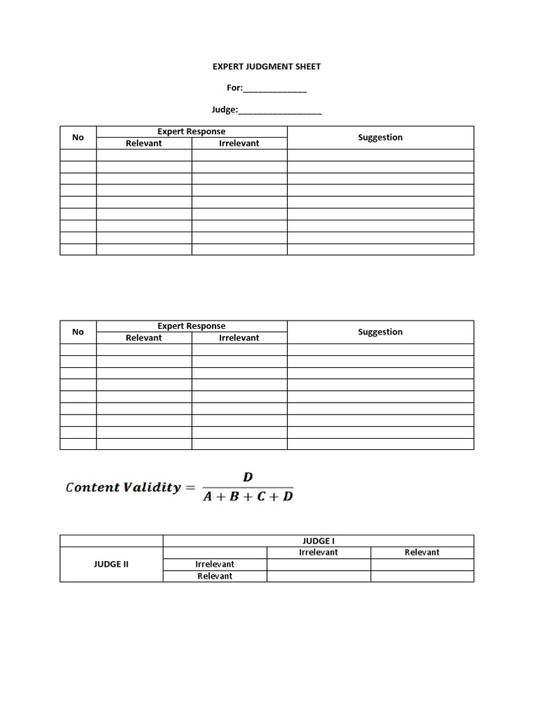 Expert Judgment Sheet For: - Judge: - No Expert Response Suggestion ...