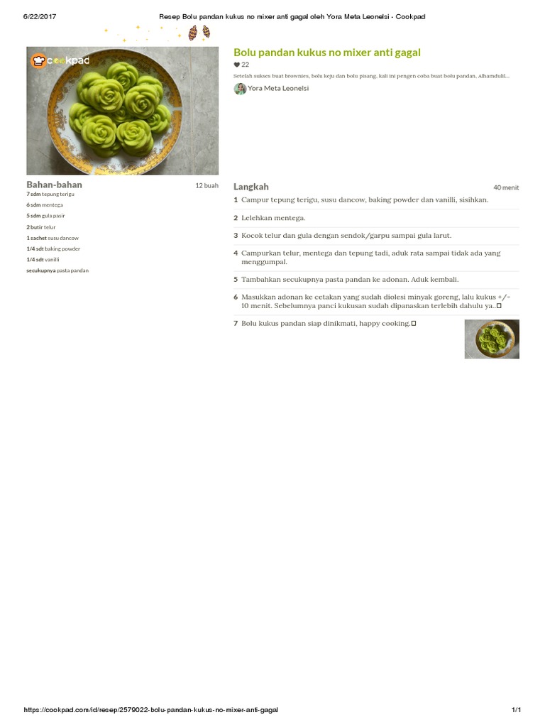 Cara Membuat Bolu Kukus Pandan Tanpa Mixer - Kreatifitas ...
