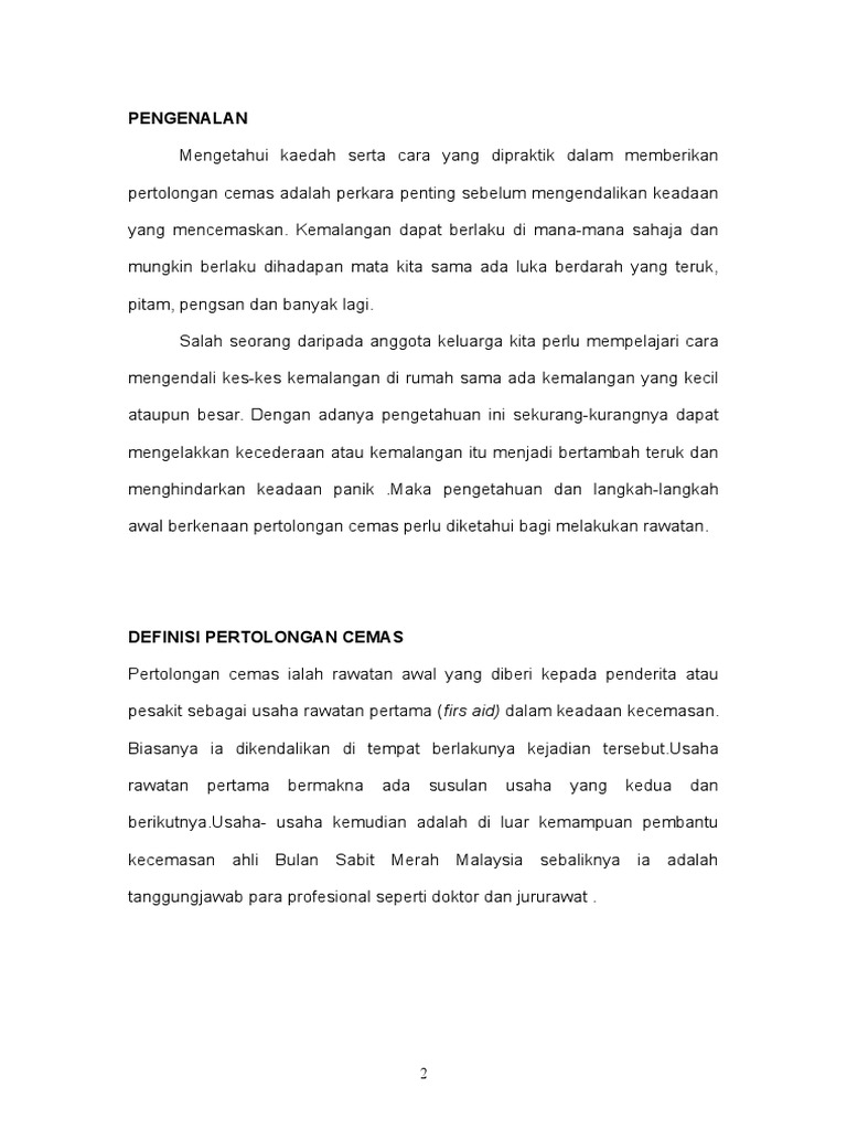 Tugasan Pbsm Pertolongan Cemas Pdf