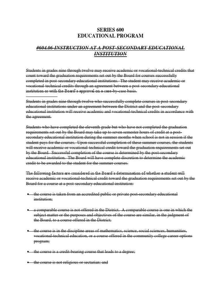 604.06Instruction At A PostSecondary Educational Institution Meal