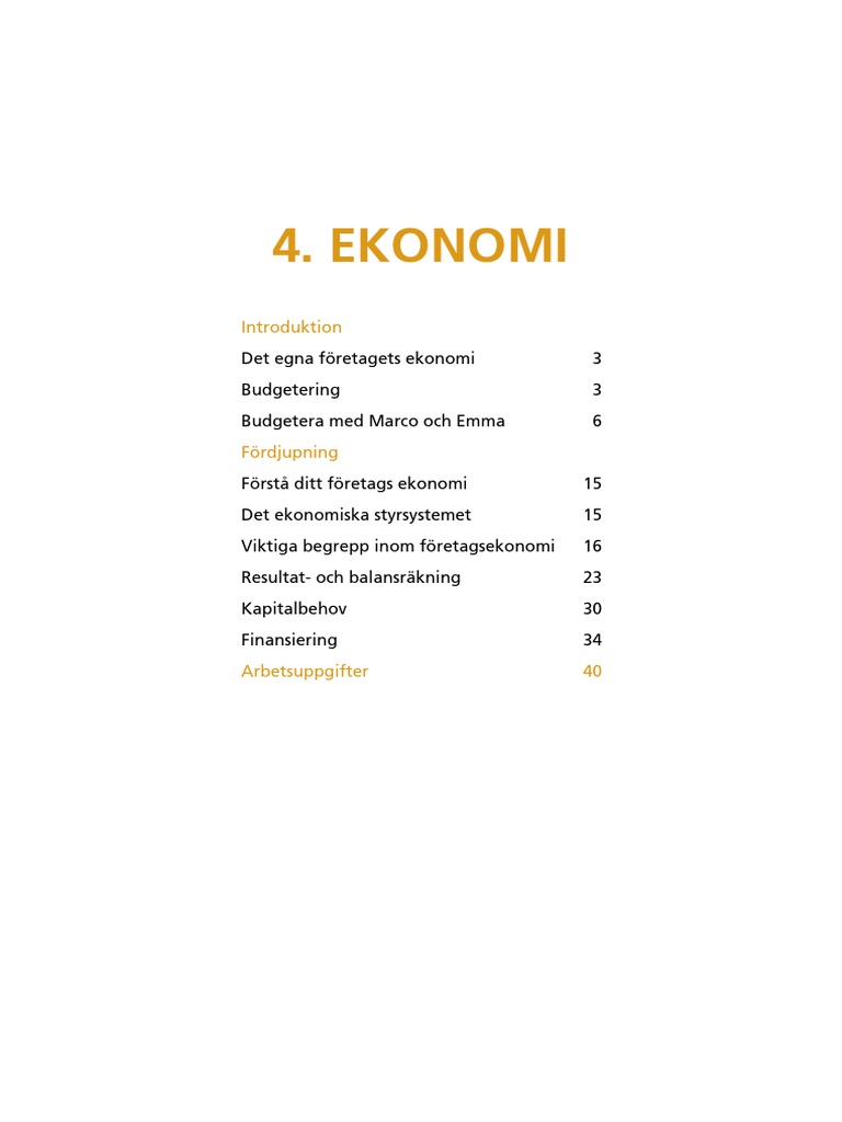 Kapitel 4 Ekonomi