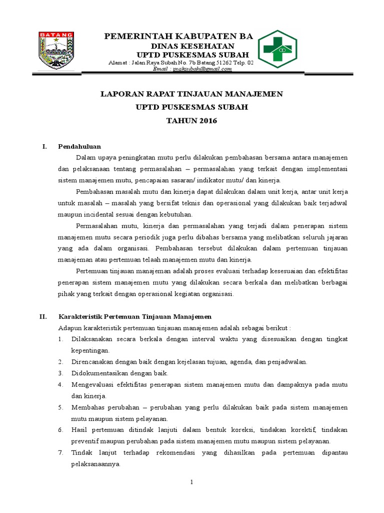 Laporan Rapat Tinjauan Manajemen