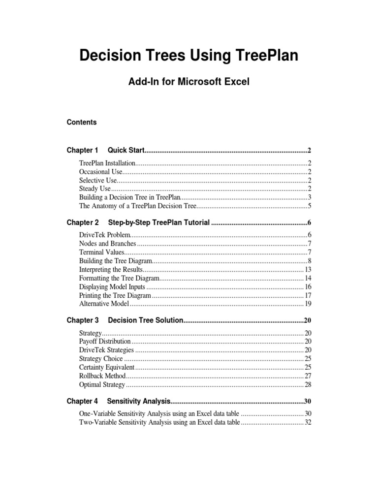 Decision Trees Using Treeplan: Add-In For Microsoft Excel | PDF ...