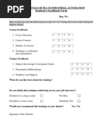 PLC Training Feed Back