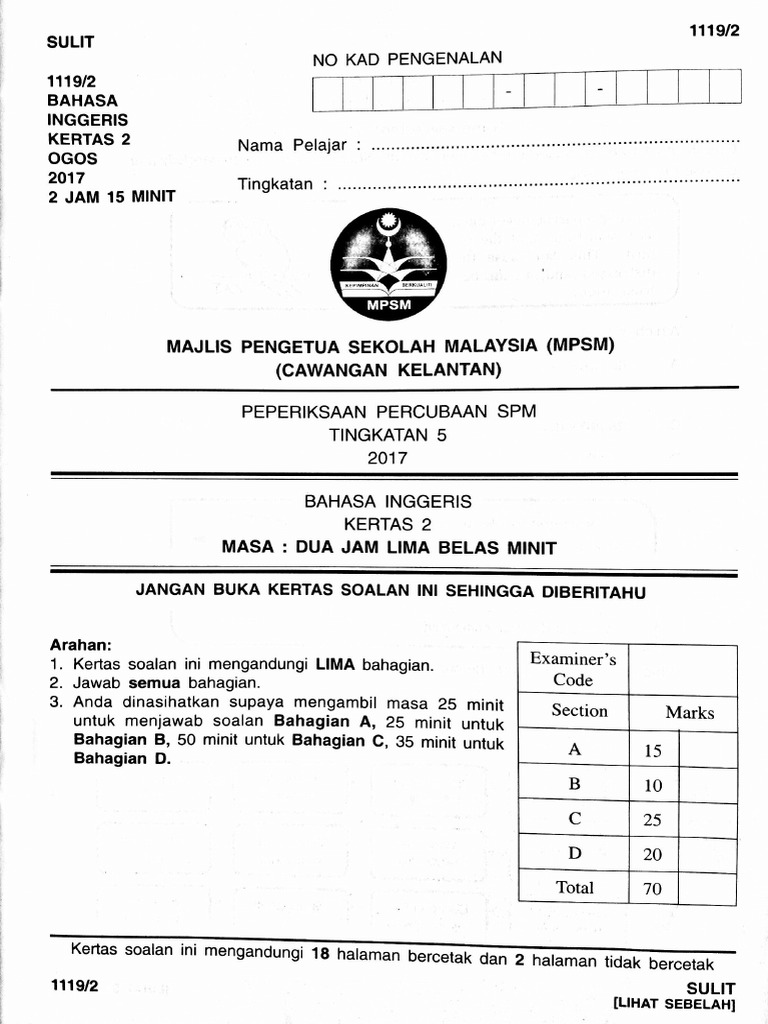 Spm English Trial Kelantan P2 2017 Pdf Pdf