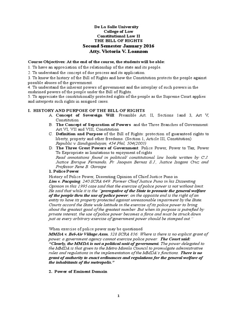 DLSU Consti Law II January 2016 PDF Search And Seizure Due