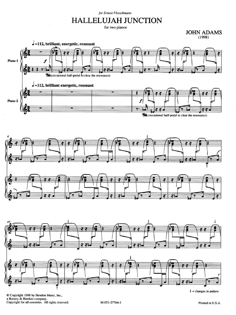 Adams Hallelujah Junction | PDF for Free Printable Piano Sheet Music For Hallelujah