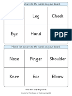Parts of the Body Bingo Cards