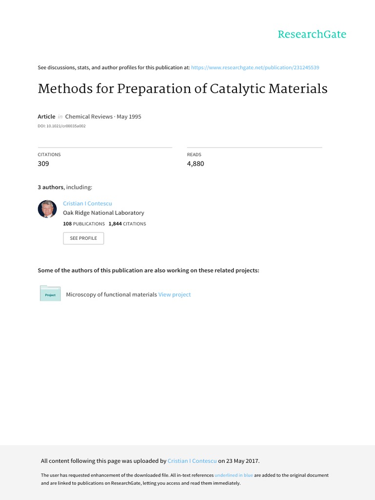 All Material For Catalyst Prepration Methods For Preparation of ...
