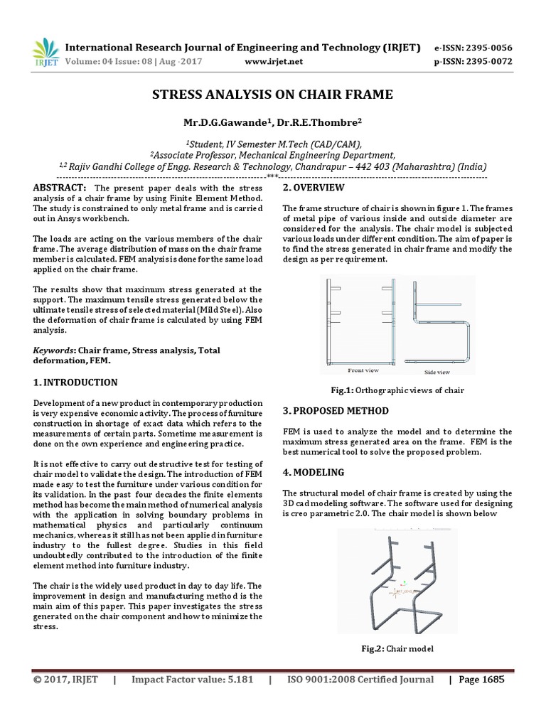 Stress Analysis On Chair Frame Finite Element Method