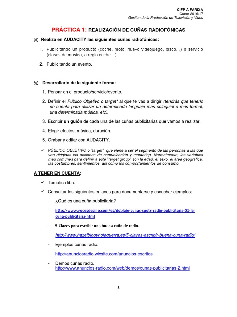 Práctica Cuña Radio | PDF
