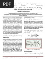 Finite Element Analysis on Friction Plate of a Wet Multiple Clutch by using Various Friction Materials