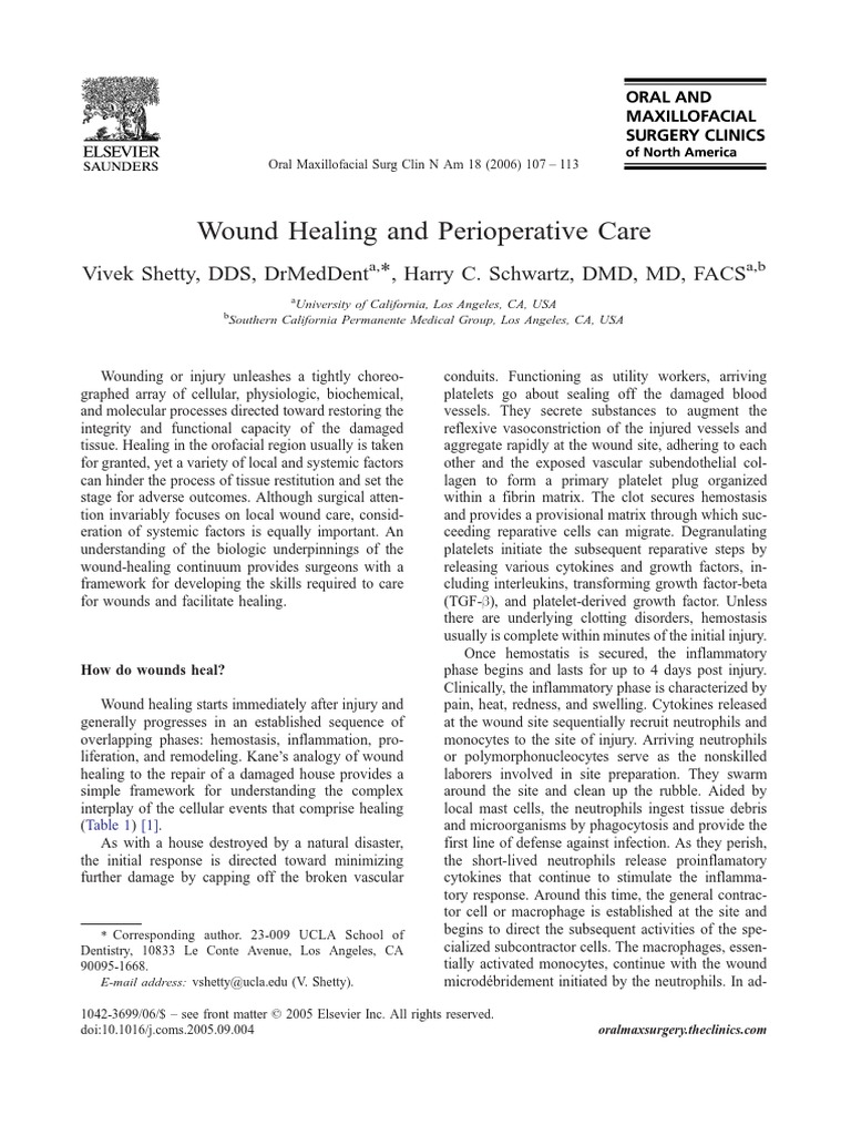 Wound Healing and Perioperative Care Vol 18 Issue 1 Feb 2006 Omfs PDF PDF Healing Wound