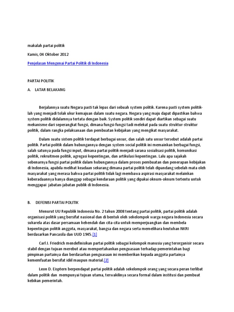 Makalah Partai Politik