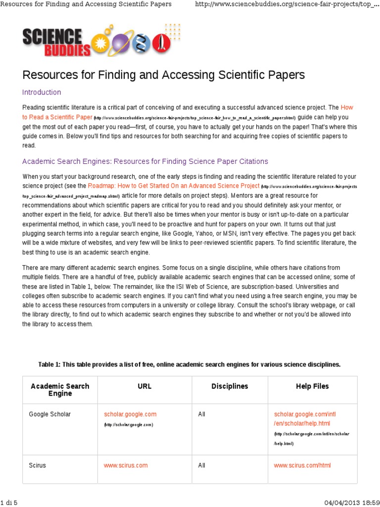Scientific Resources Pdf Web Search Engine Libraries