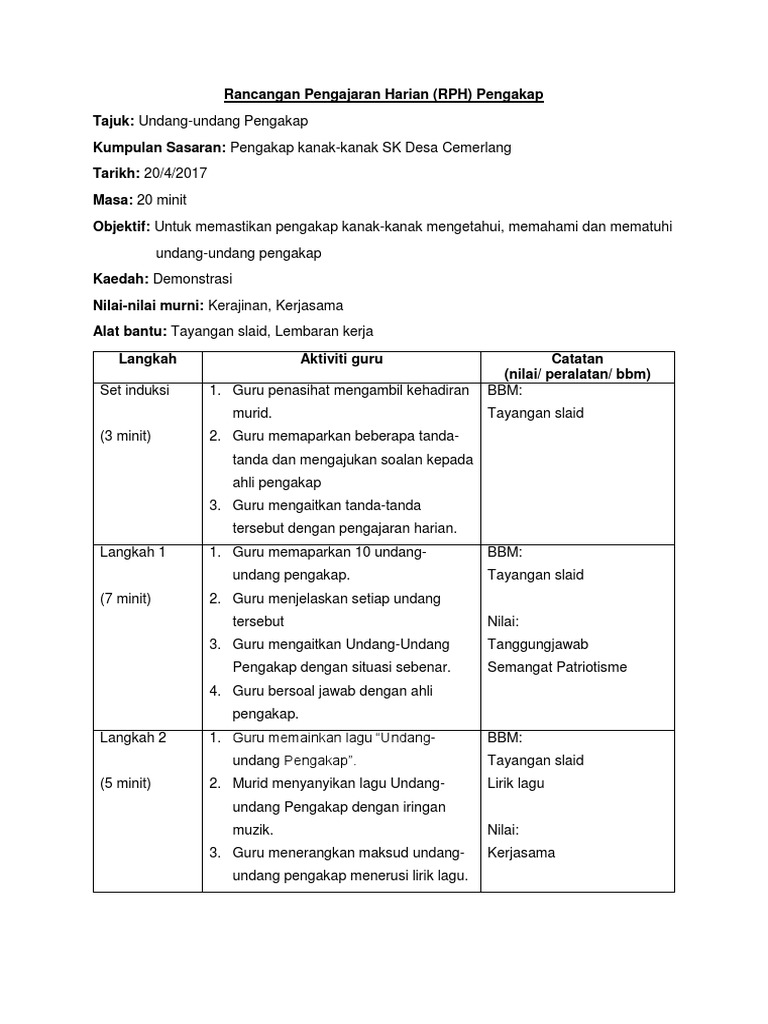 Rancangan Pengajaran Harian Pengakap Pdf