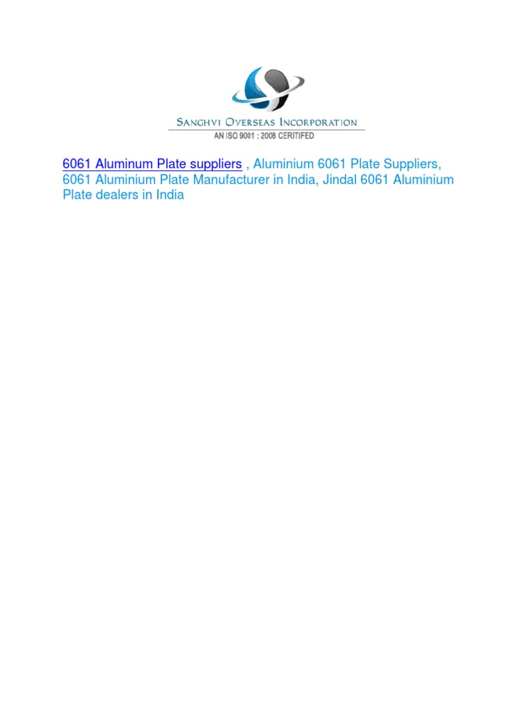 6061 Aluminum Plate Suppliers PDF Heat Treating Aluminium