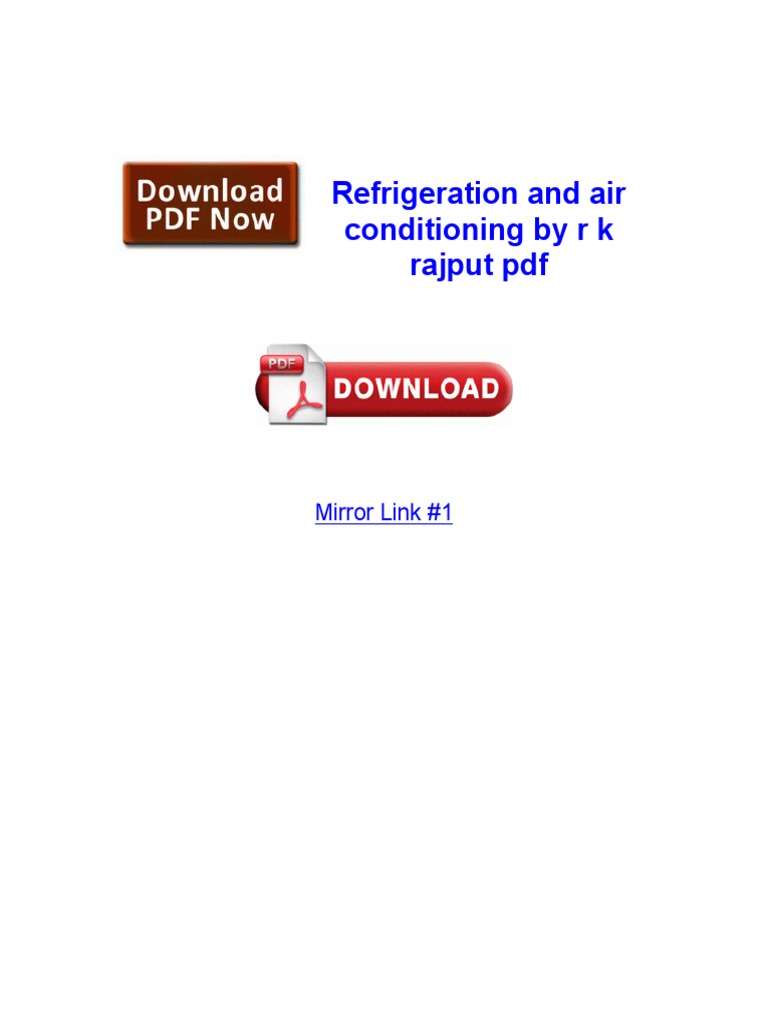 Refrigeration and Air Conditioning by R K Rajput PDF PDF Microsoft