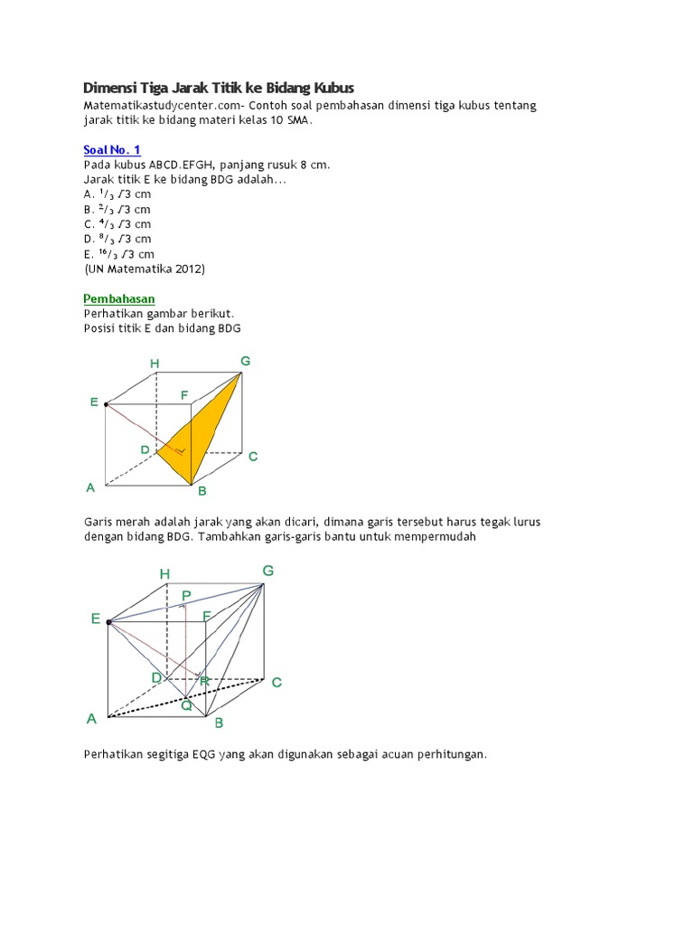 Soal Materi Dimensi Tiga Kelas X Doc