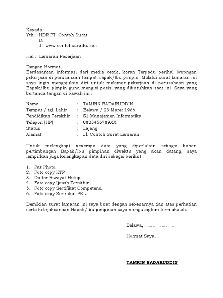 Contoh Surat Microsoft Word » Daily Blog Networks