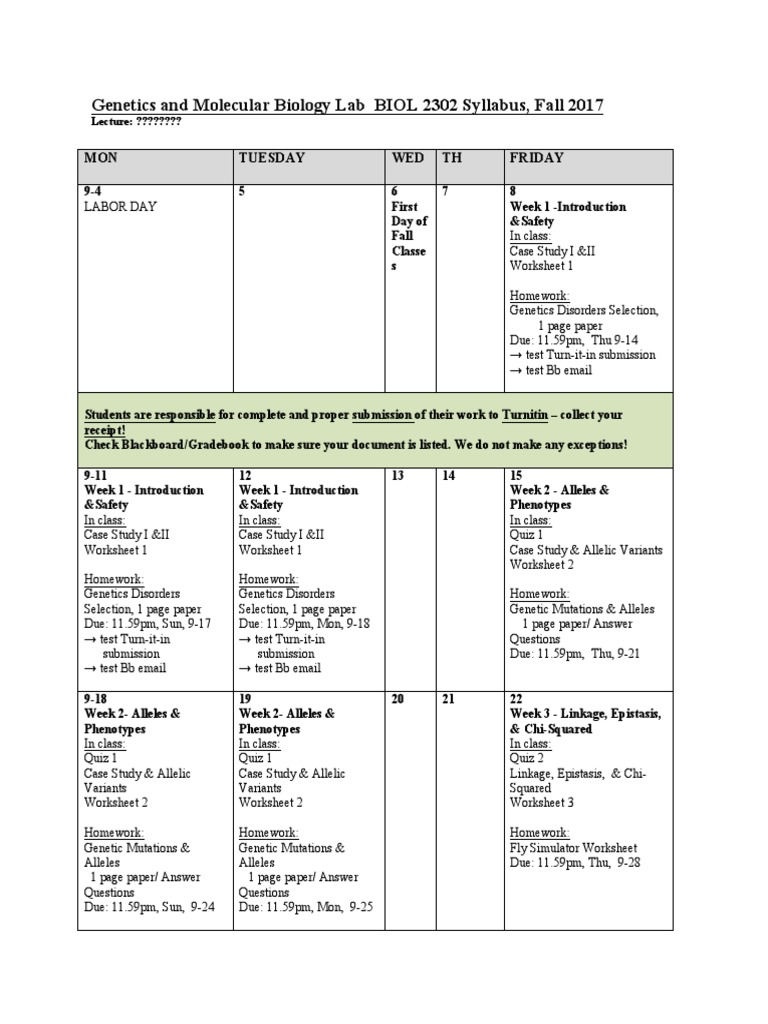 Lab Syllabus PDF Epistasis Gel Electrophoresis