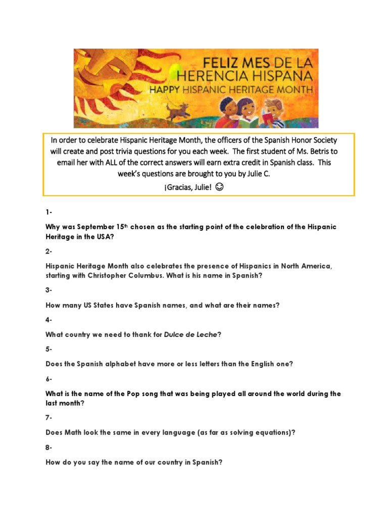 Hispanic Heritage Month Pdf