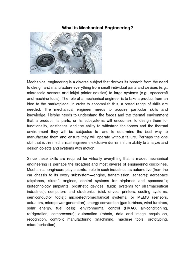 Overview of Mechanical Engineering | PDF | Machines | Mechanical ...