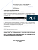 Carta de Entrega de Claves de Acceso A Sistemas de Información y Servicios Informaticos (Jhon Jairo Martinez Molina)