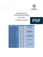 Calendario Diplomado Telecomunicaciones Oruro 2017