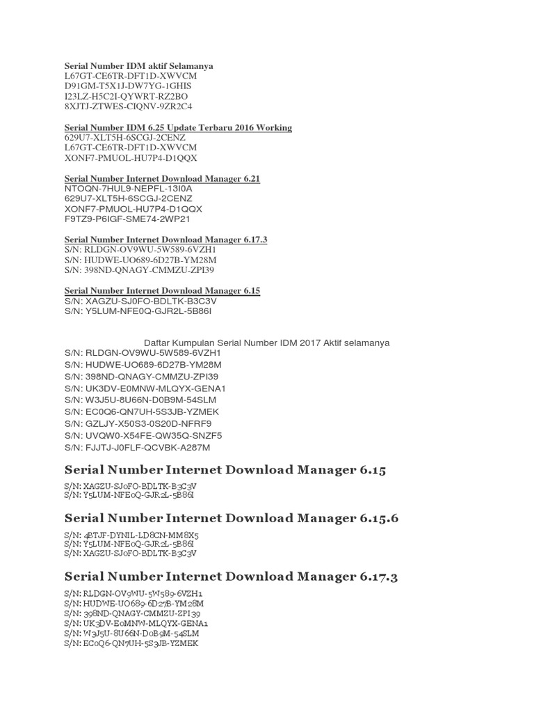 Serial number idm aktif selamanya pdf business