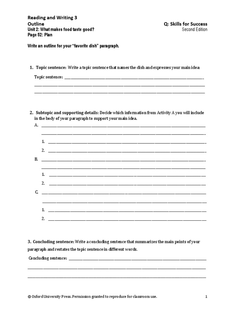 outline paragraph writing