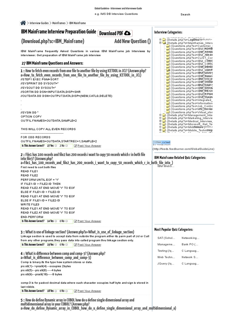 Top 27 IBM MainFrame Interview Questions And Answers.pdf | Computer  Programming | Information Technology Management