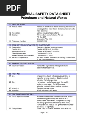 Msds Waxes Wax Materials