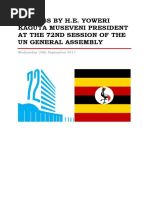 Address by Uganda President Yoweri Kaguta Museveni at the 72nd Session of the UN General Assembly