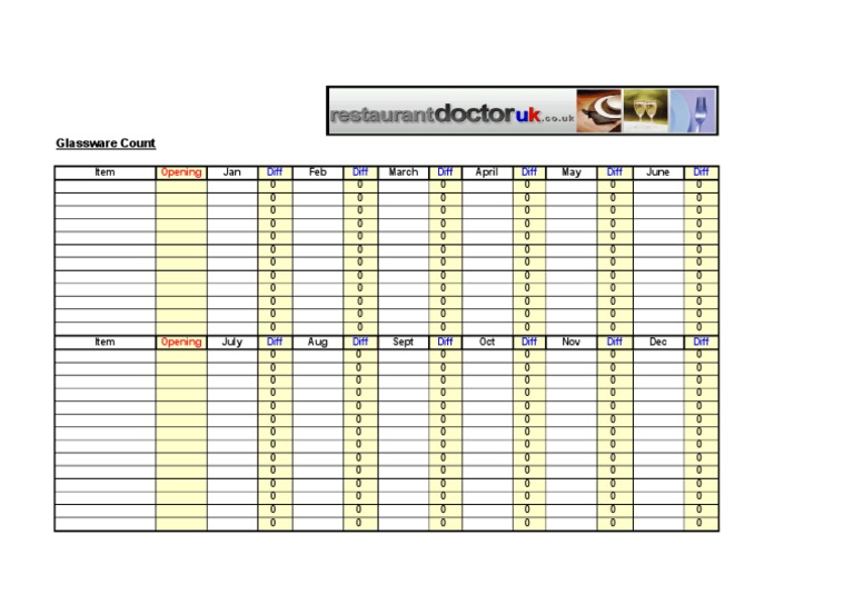 Glassware Inventory Control Template | PDF