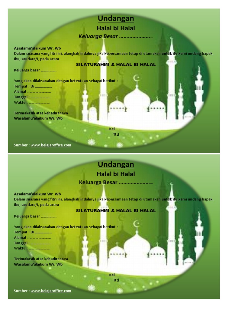 Undangan Halal Bi Halal Keluarga