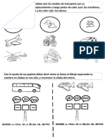 Tarea Kinder Medios de Transporte y Sílaba Medial Con Vocal C