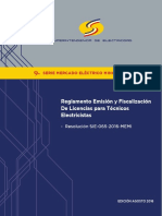 Regl. Expedición y Fiscalización Licencias Técnicos Electricistas