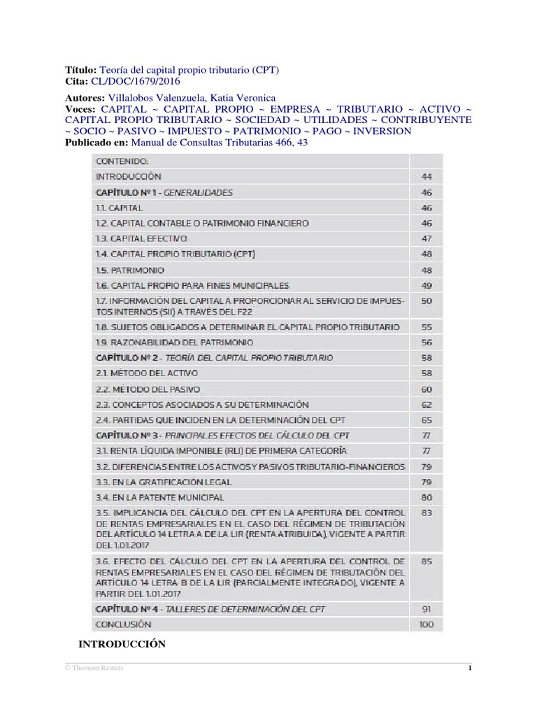 Capital Propio Tributario | Bienes (Ley) | Contabilidad | Prueba ...