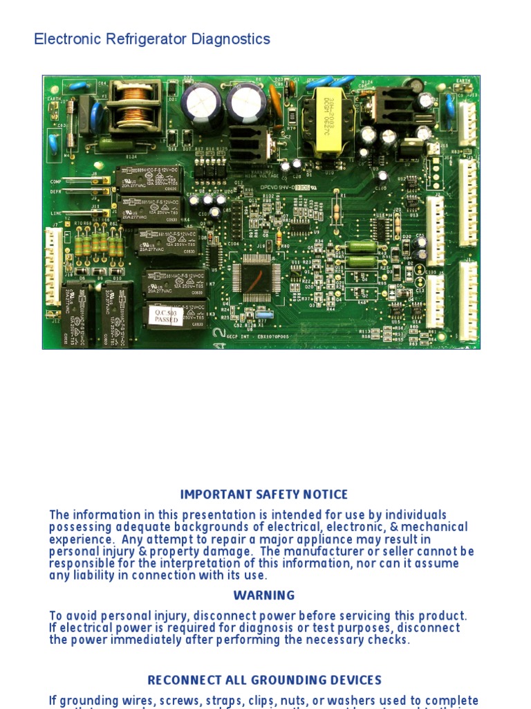 GE Electronic Refrigerator AC Diagnostics Manual PDF Refrigerator