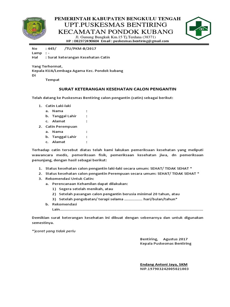 Surat Keterangan Catin