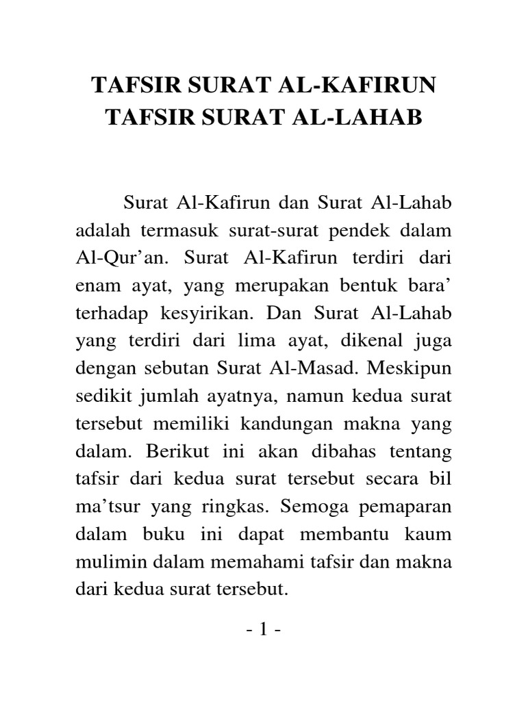 109 Tafsir Surat Al Kafirun Pdf