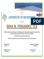 Certificate Rona