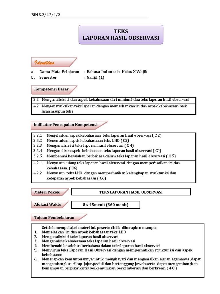 Contoh Teks Laporan Hasil Observasi Tentang Taman Nasional