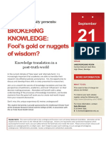 Brokering Knowledge: Fool's Gold or Nuggets of Wisdom?: La Trobe University Presents